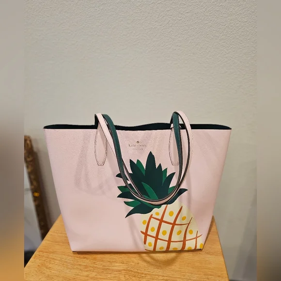 - Kate Spade Pink and Green Tote with Tropical Design - Picture 13 of 14